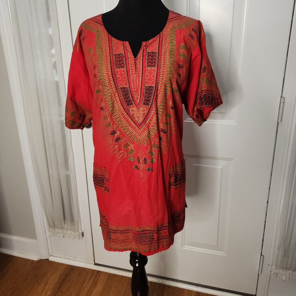 African Lapogee Tunic Top Size Medium